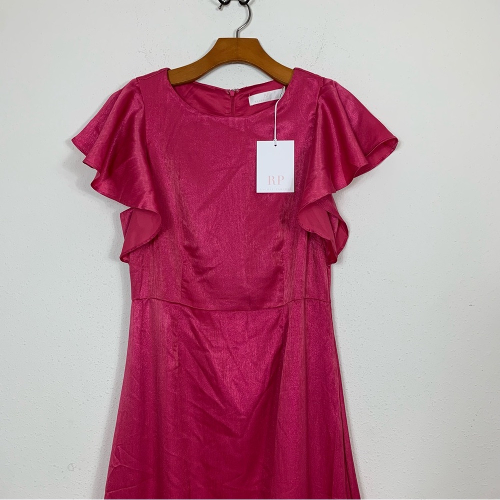 Rachel Parcell Flutter Sleeve Ruffle Pink Midi Dress NWT Sz 8 - Picture 5 of 12